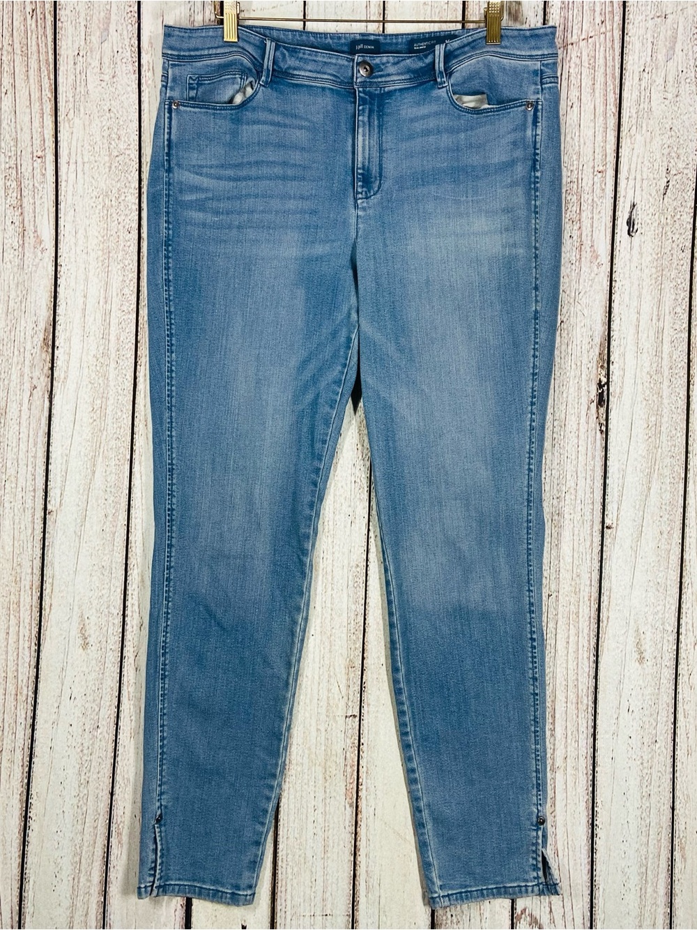 J. Jill Jeans Womens 16 Tall Blue Slim Ankle Split Hem Stretch Authentic Fit